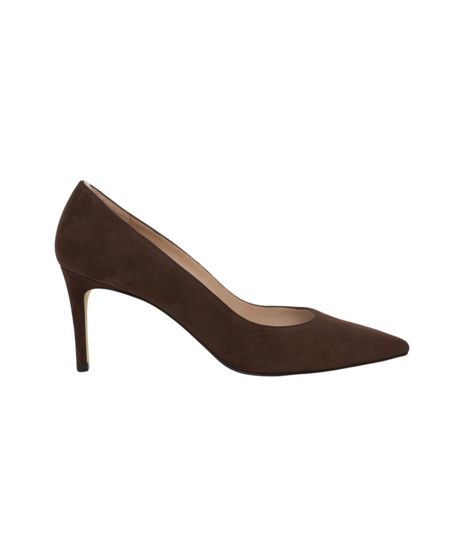 Stuart Weitzman Pointed Toe Suede Pumps With Stiletto Heel