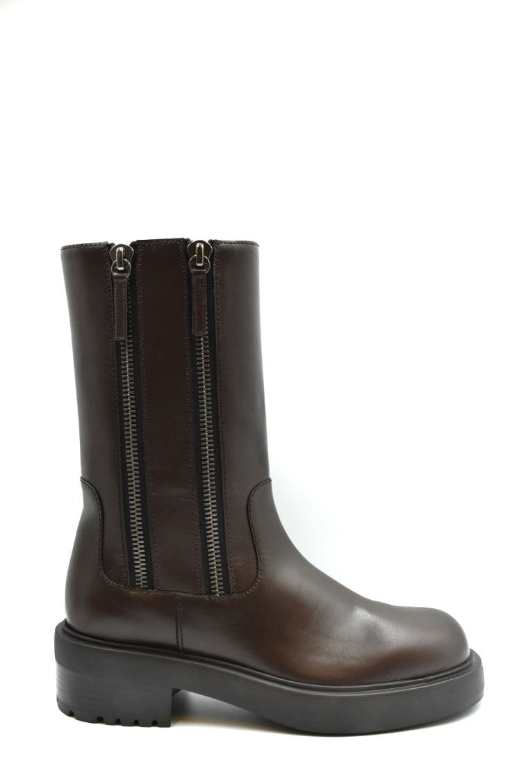 Giuseppe Zanotti Black Foustine Double-Zip Leather Lug Sole Combat Boots