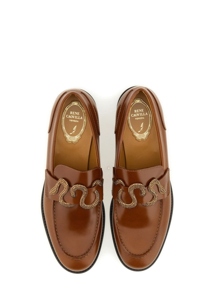 René Caovilla Brown Leather Loafers