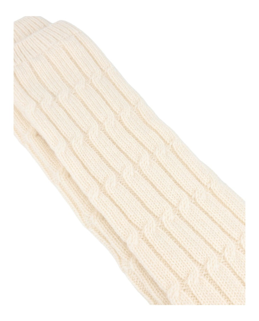 Valentino Ribbed Cashmere Socks With Gold-Tone Detail