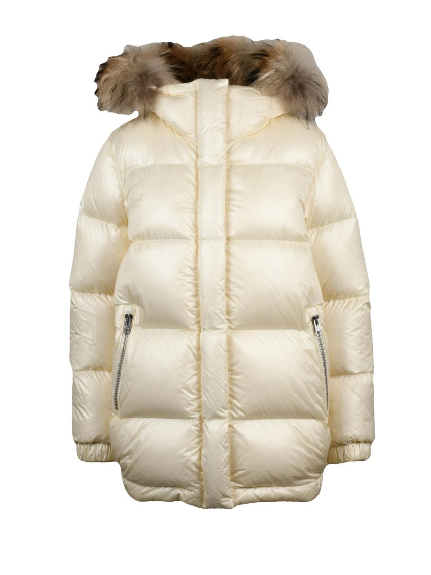 Woolrich White Aliquippa Fur Trim Polyamide Down Parka
