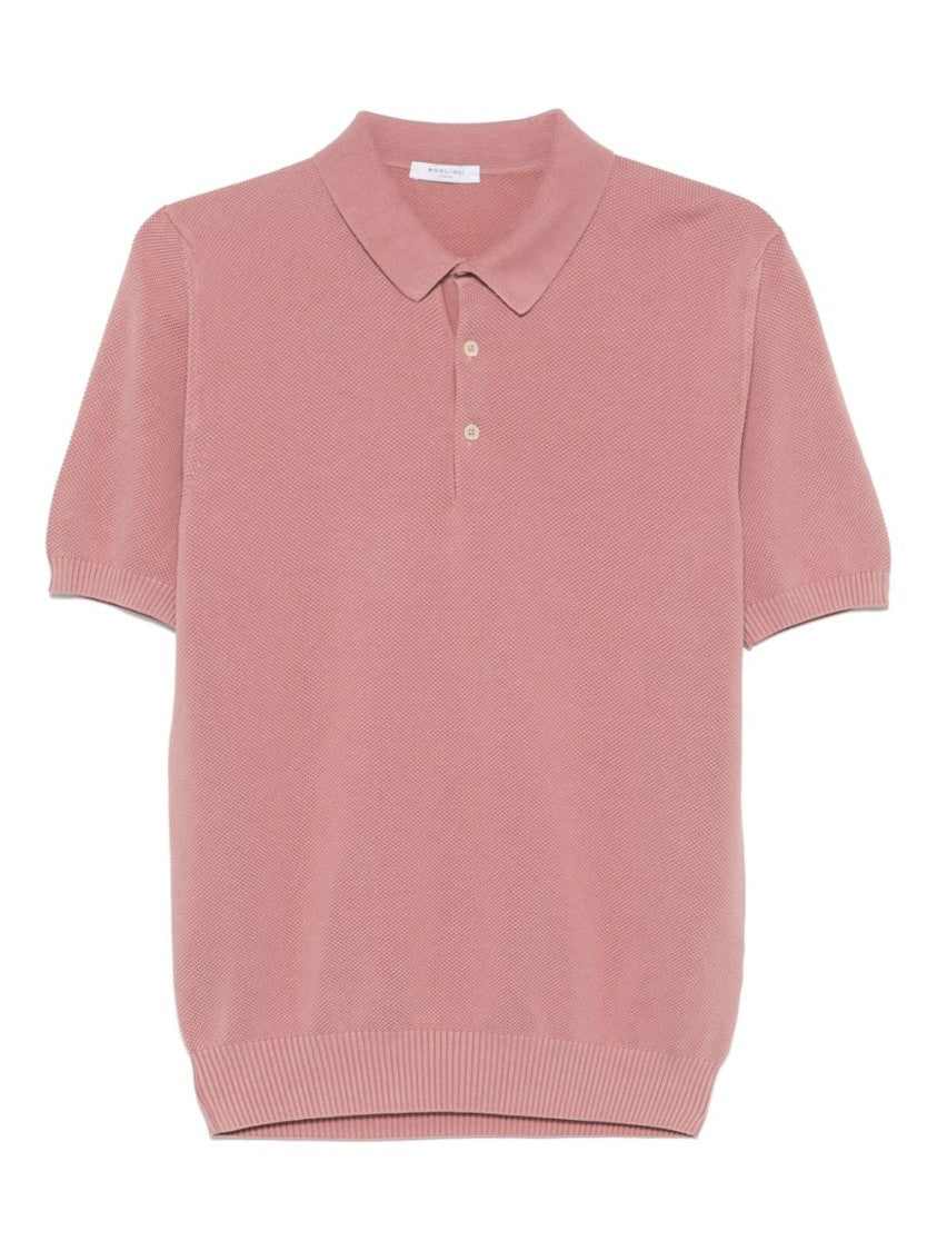 Boglioli Honeycomb Textured Short-Sleeved Polo Shirt