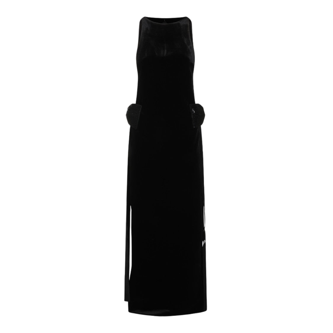 Self-Portrait Plush Velvet Bow Accent Maxi Dress