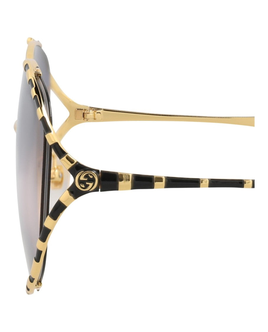 Gucci Round-Frame Metal Sunglasses