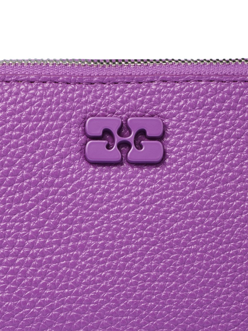 Ganni Hexagonal Textured Wristlet Bag With Zipper Closure