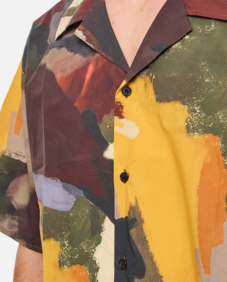 J. W. Anderson Wide V-Neck Short Sleeve Shirt With Abstract Print