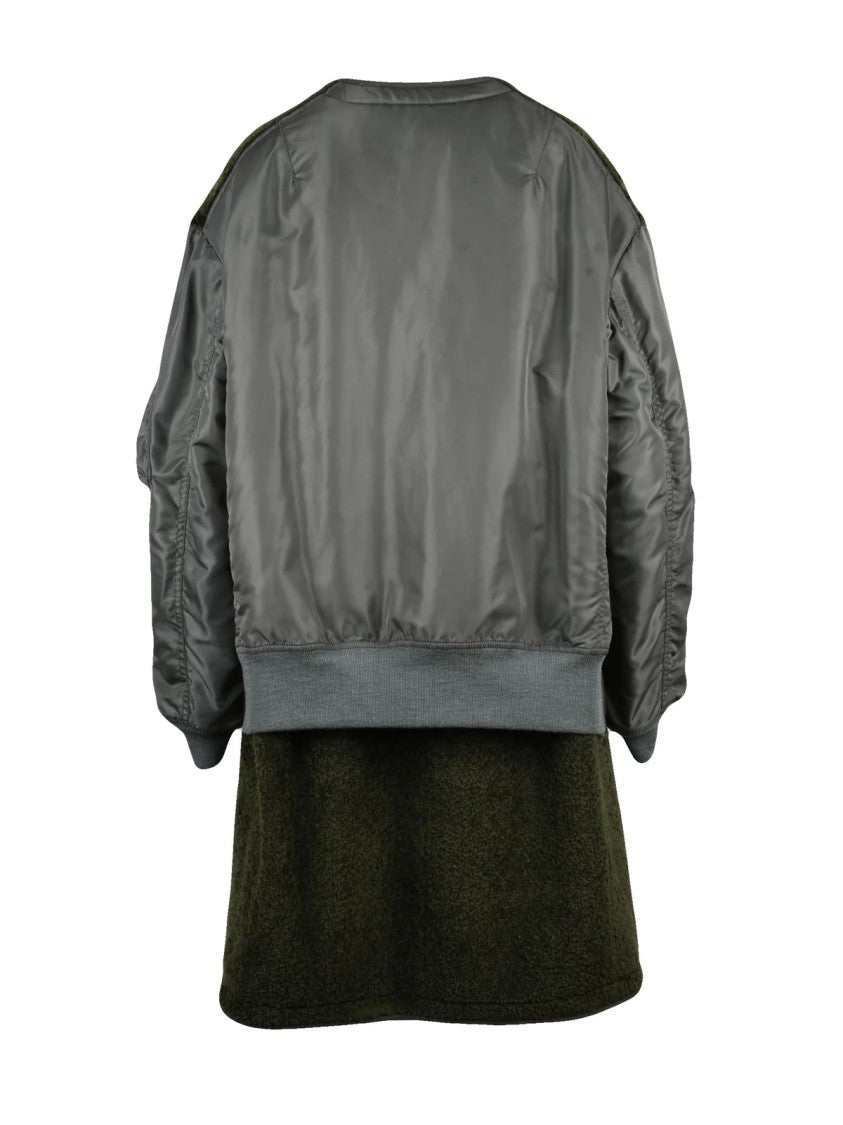 Junya Watanabe X Comme Des Garçons Plush Giaccone With Contrasting Nylon Sleeves And Practical Design