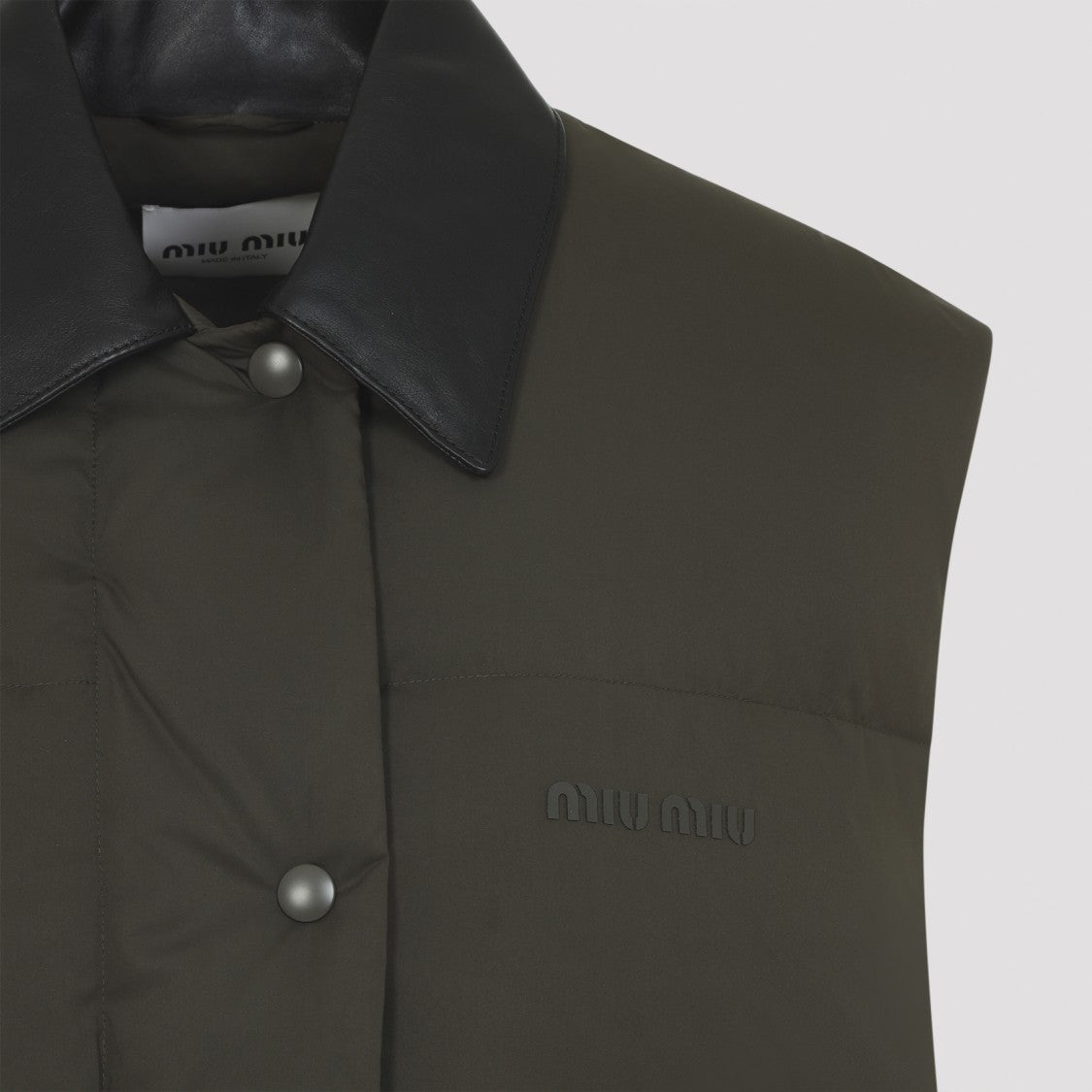 Miu Miu Sleeveless Military Green Recycled Polyester Jacket