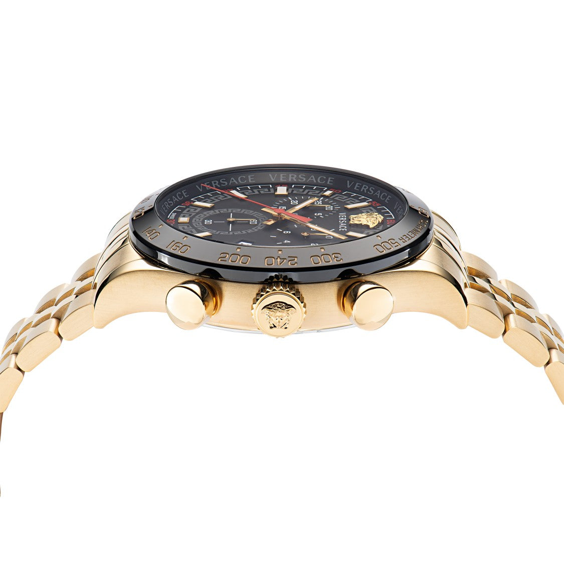 Versace Chronograph Watch With 44Mm Gold-Tone Case And Black Dial