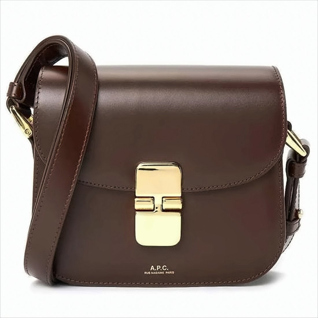 A.P.C. Structured Brown Calf Leather Shoulder Bag