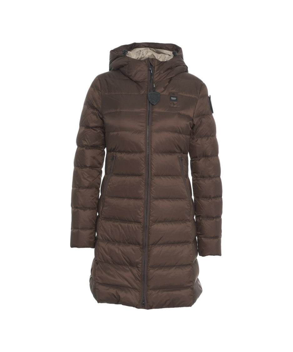 Blauer Quilted Down Coat With Integrated Hood And Two-Way Zipper