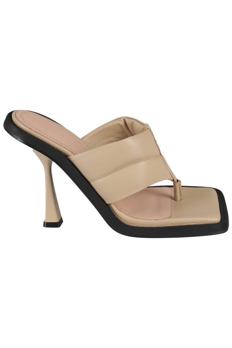 Andreâdamo Square Toe Padded Thong Leather Mules