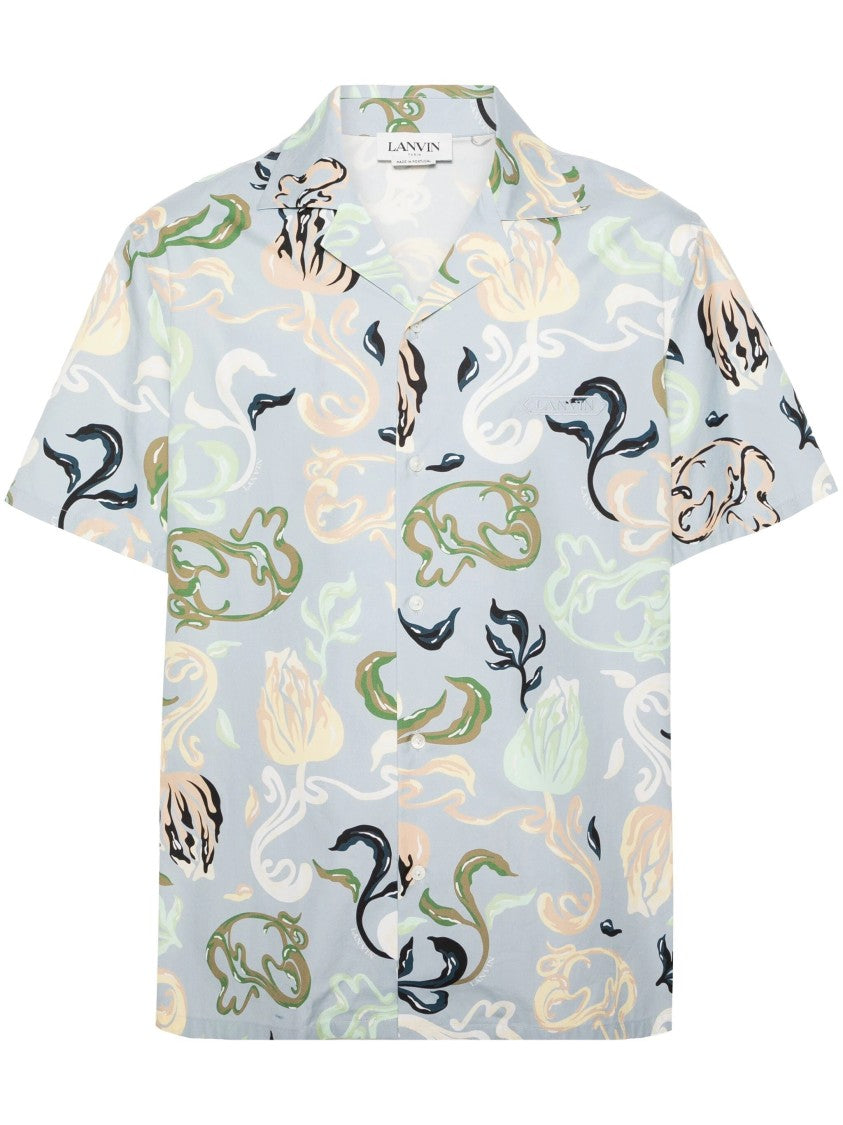 Lanvin Multicolour Abstract-Print Short-Sleeve Cotton Shirt