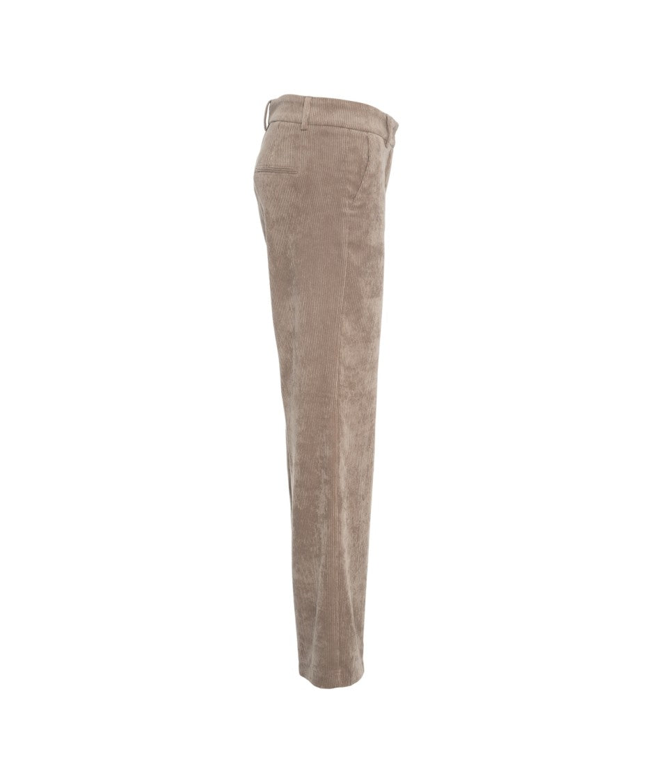 Cambio Wide Leg Trousers In Soft Corduroy With Hidden Zip Closure