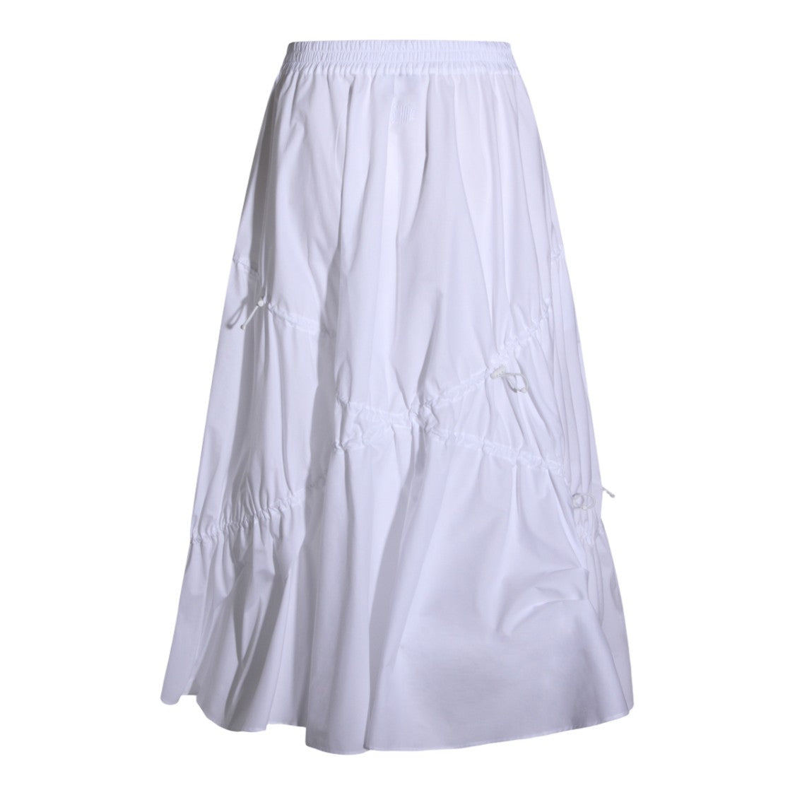 Moschino Flowing White Midi Skirt With Adjustable Drawstrings