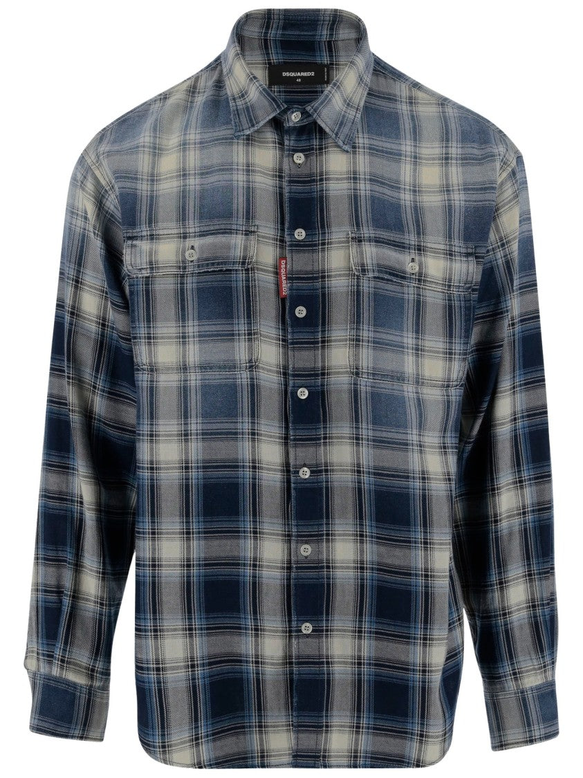Dsquared2 Cotton Shirt With Check Pattern