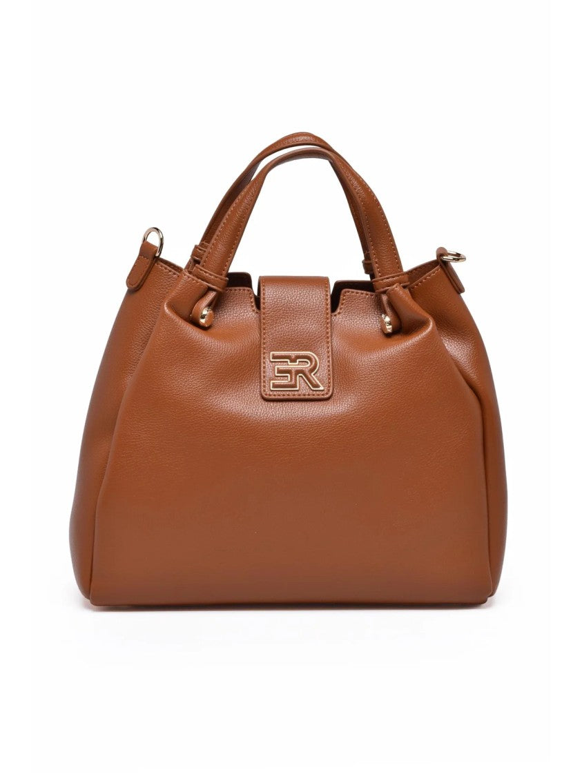 Ermanno Firenze Cognac Polyurethane Vally Shoulder Bag