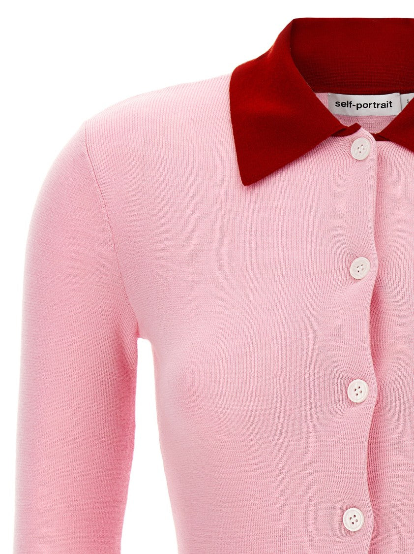 Self-Portrait Pink Merino Wool' Cardigan