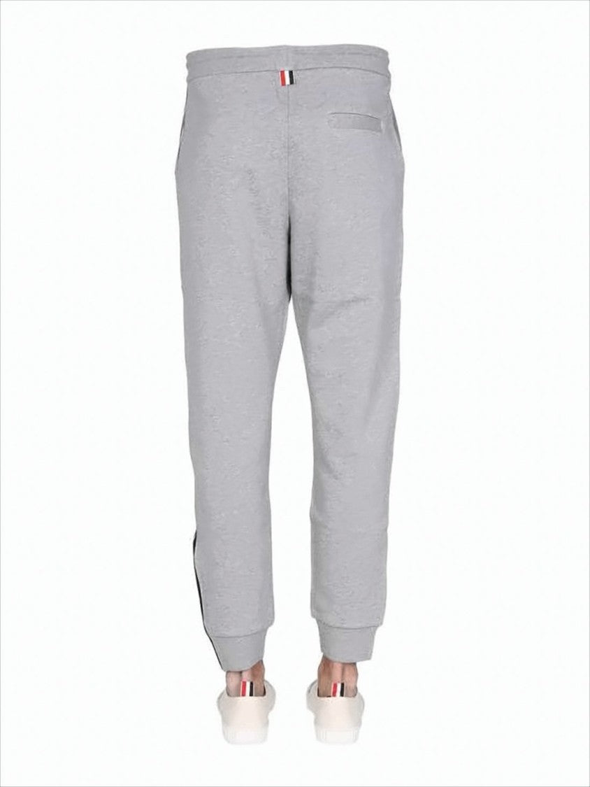Thom Browne Slim Fit Jogger Pants With Tricolor Side Stripes