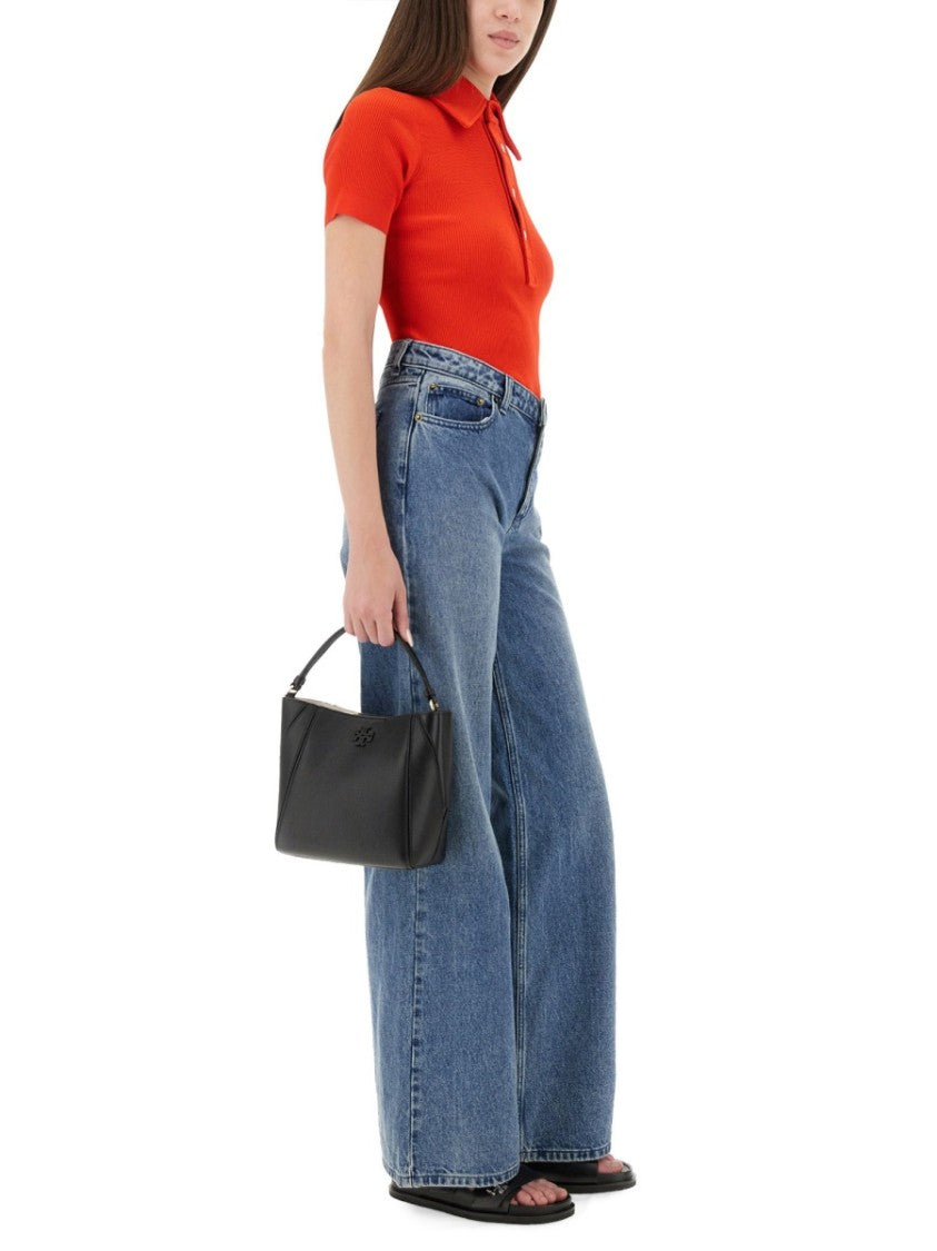 Tory Burch Slim-Fit Ribbed Texture Polo Shirt