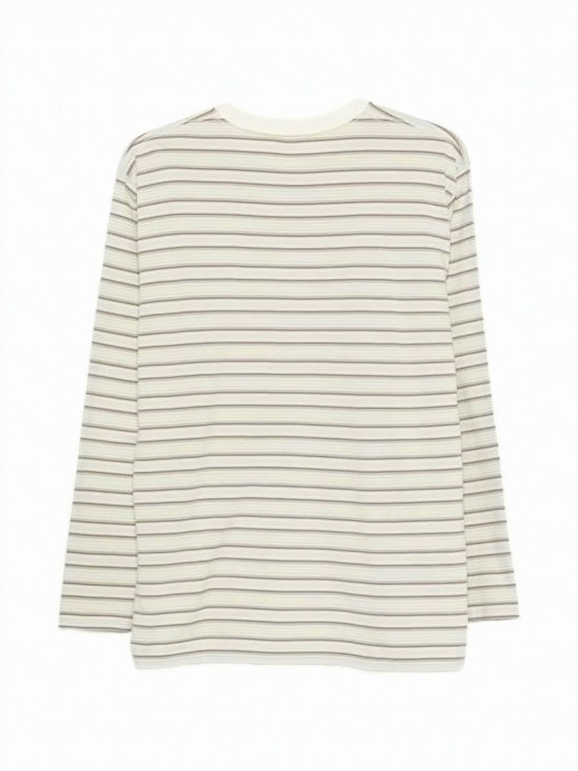 Auralee Long-Sleeve Cotton T-Shirt With Striped Design