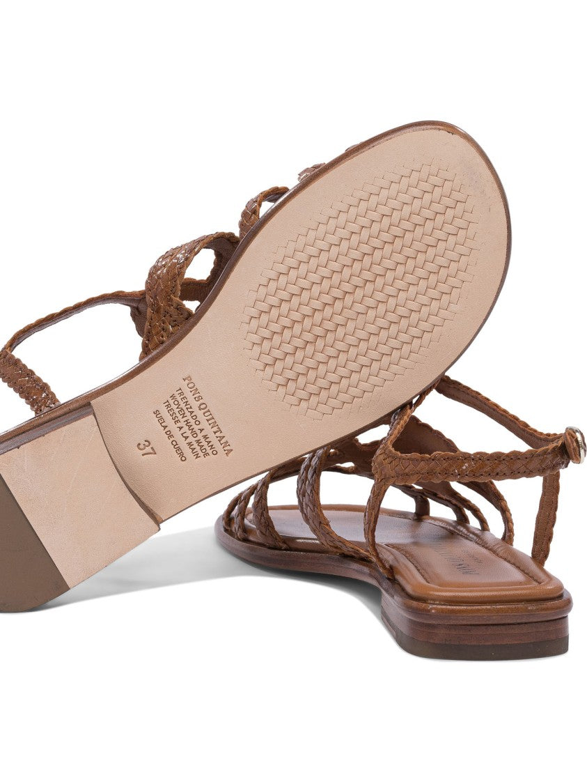 Pons Quintana Intricately Woven Brown Leather Sandals