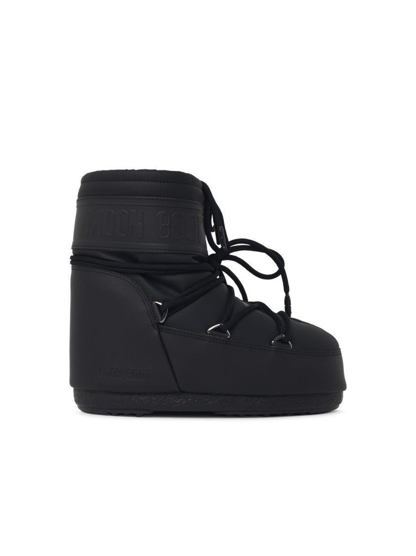 Moon Boot Ambidextrous Slip-On Black Pvc Boots With Tubular Laces