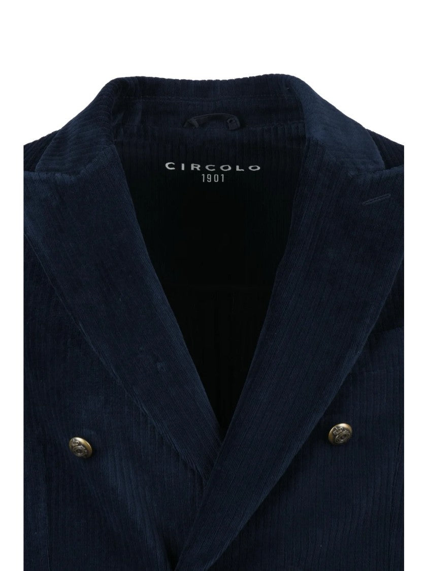 Circolo 1901 Double-Breasted Velvet Jacket With Metallic Buttons And Patch Pockets