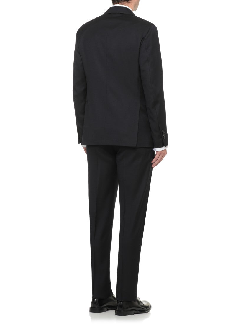 Lardini Black Pinstripe Wool Suit