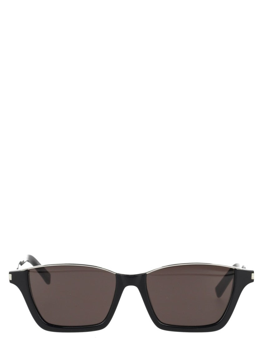 Saint Laurent Rectangular Frame Sunglasses With Glossy Black Finish