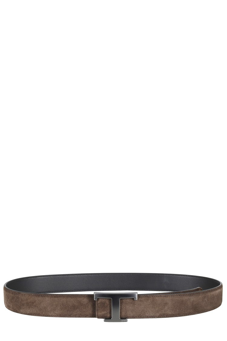 Tod's Suede Leather Belt With Iconic T-Shaped Buckle By Tod's