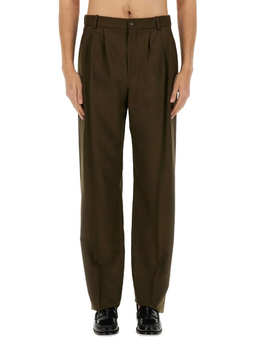 Saint Laurent Pleated High Waist Wide Pants