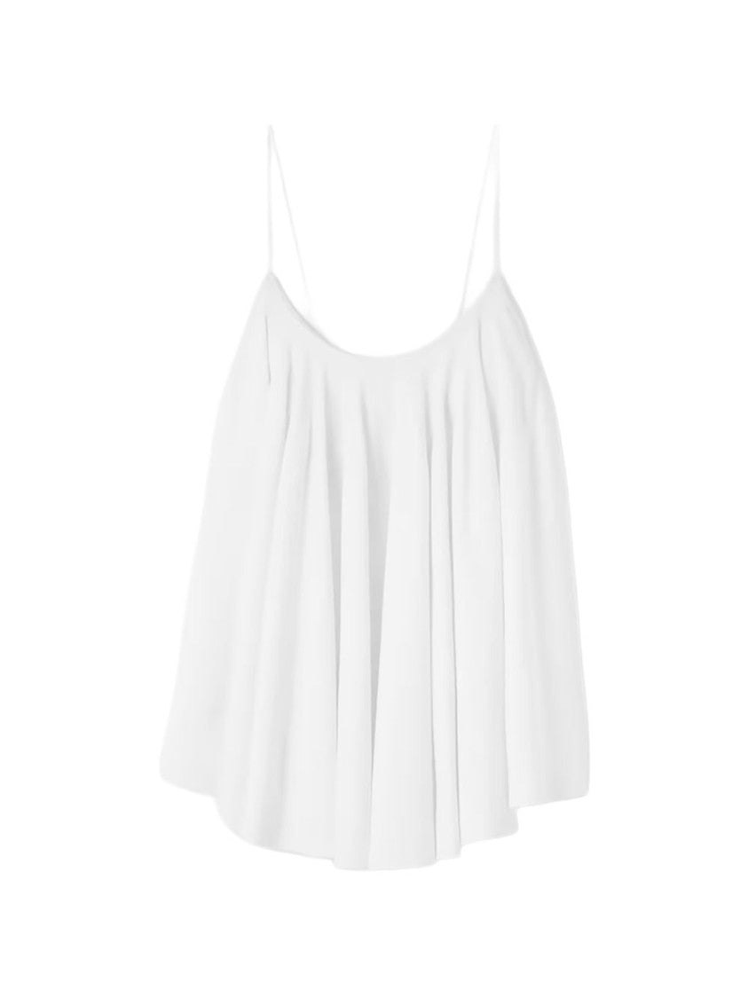 Jacquemus White Pleated Open Back Flowy Top