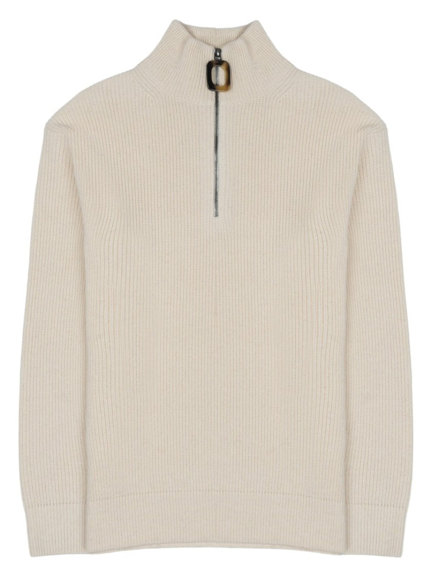 J. W. Anderson Ribbed Knit Pullover With High Collar And Tortoiseshell Zipper