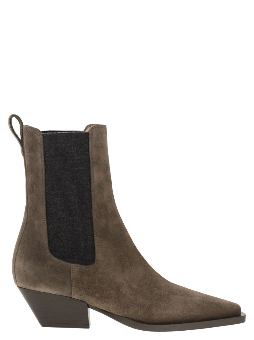 Brunello Cucinelli Texan Suede Ankle Boot