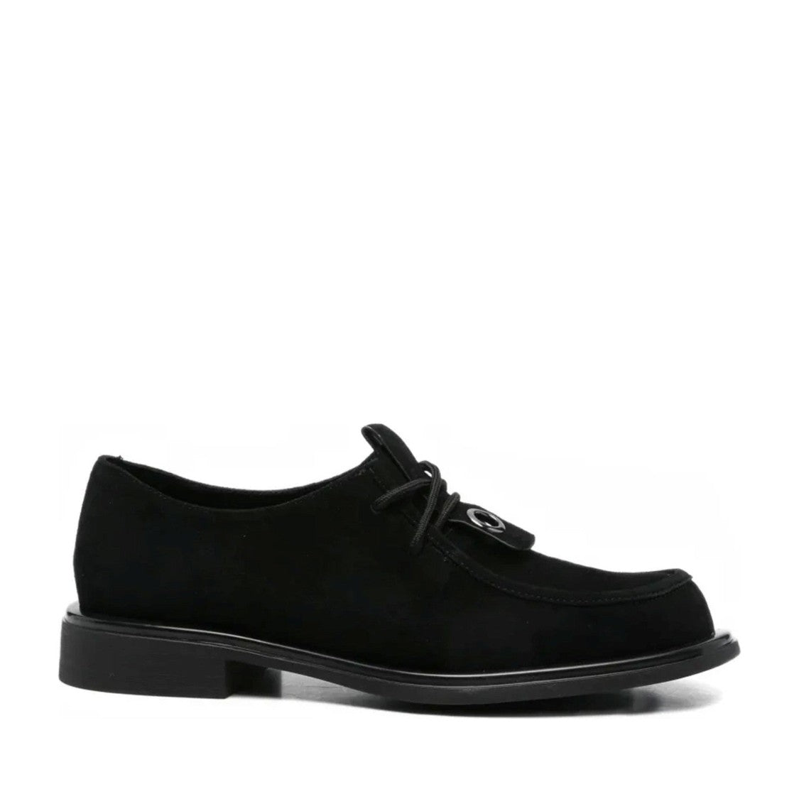 Adrianna Feretti Black Soft Decorative Metal Eyelet Suede Loafers