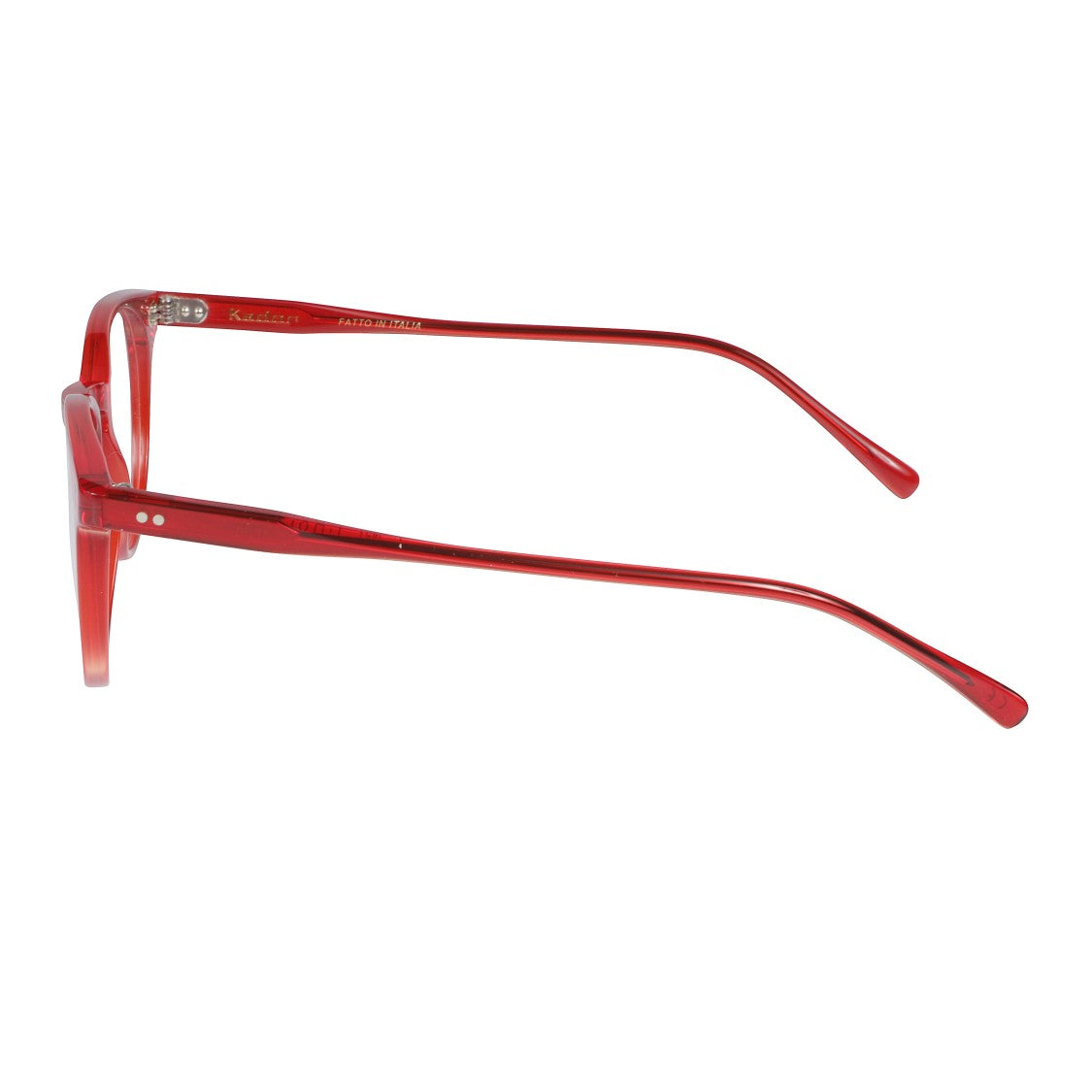 Kador Chyli/K-47 Translucent Red Rounded Sunglasses With Silver Rivet Details