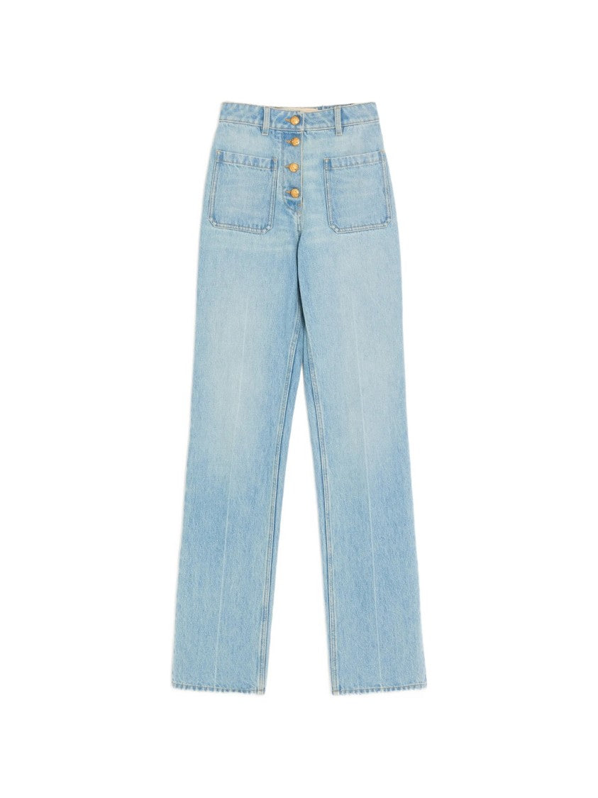 Valentino High-Waisted Straight-Leg Denim Pants