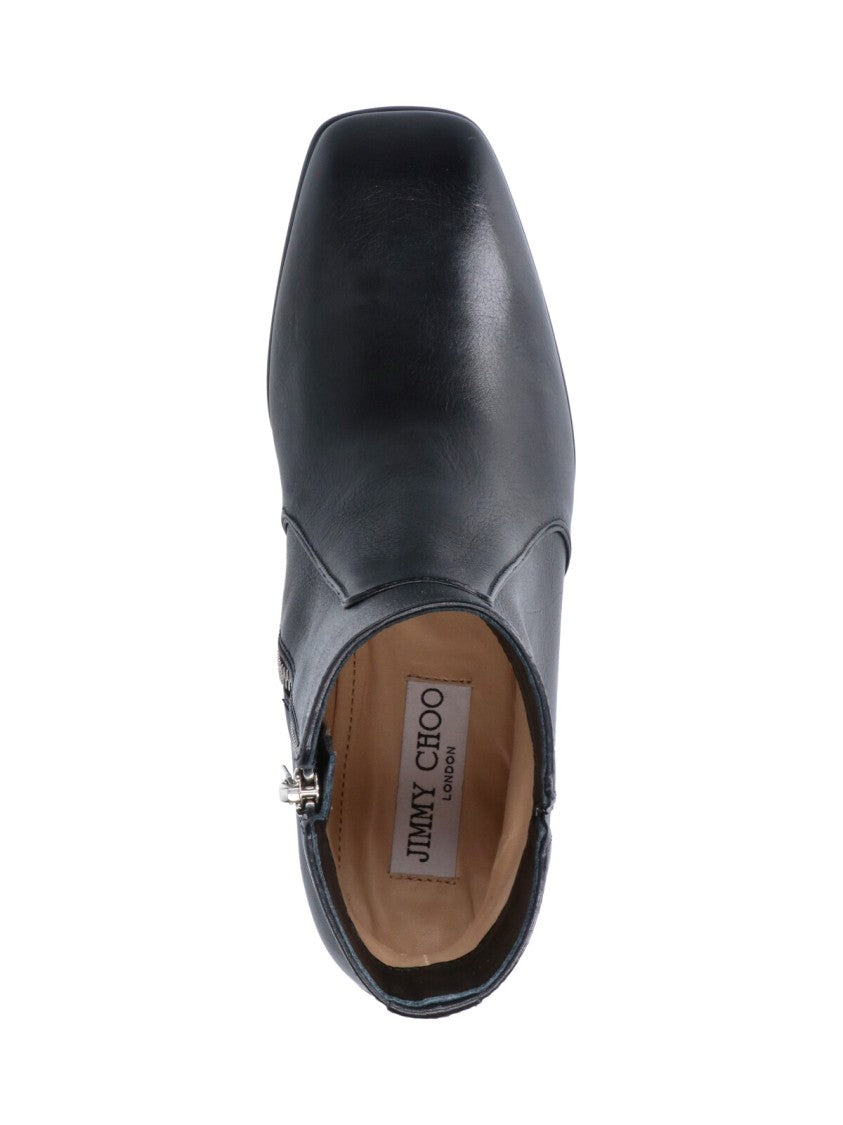 Jimmy Choo Polished Leather Ankle Boots With Pointed Toe