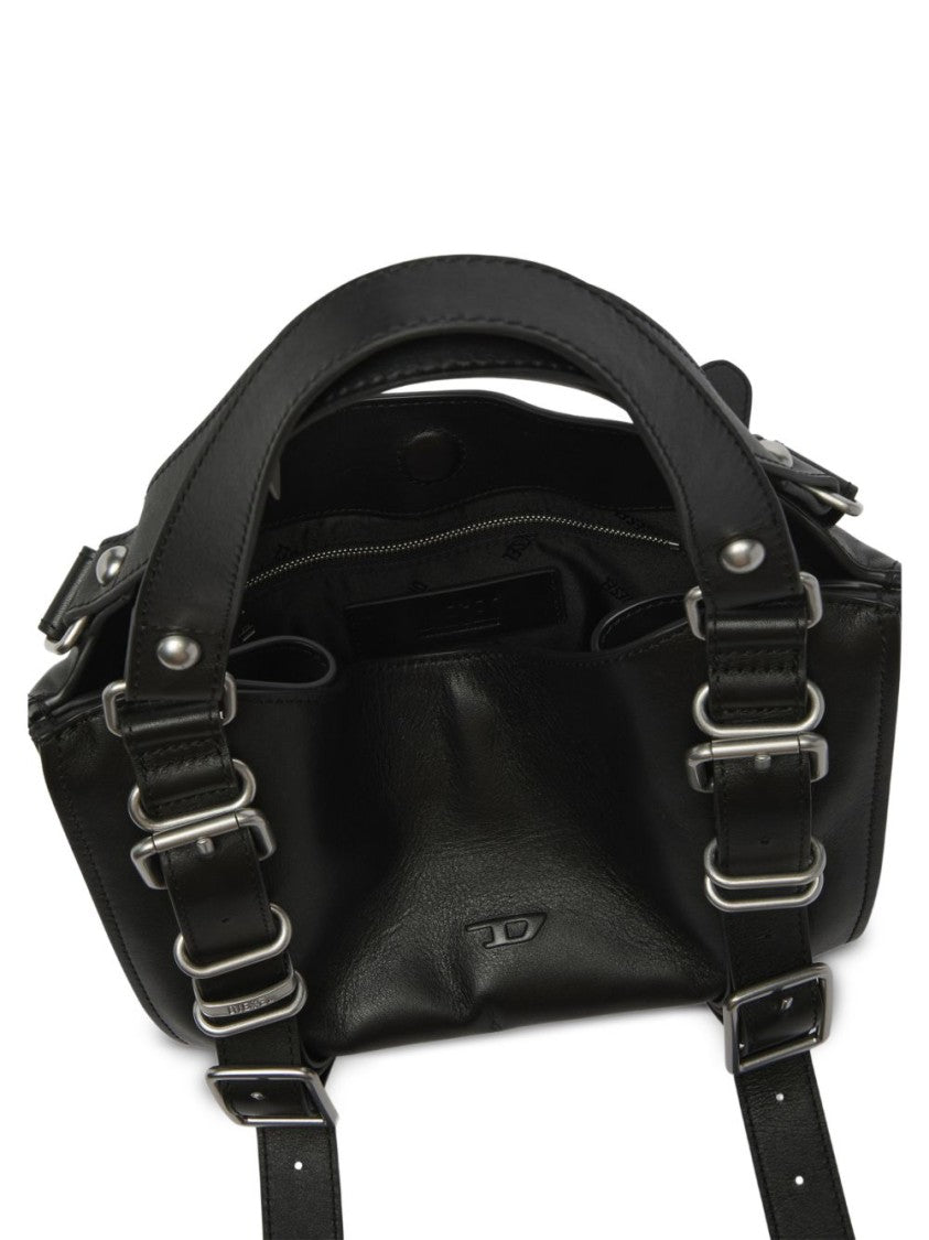 Diesel Black Structured Silk-Nylon Shoulder Bag