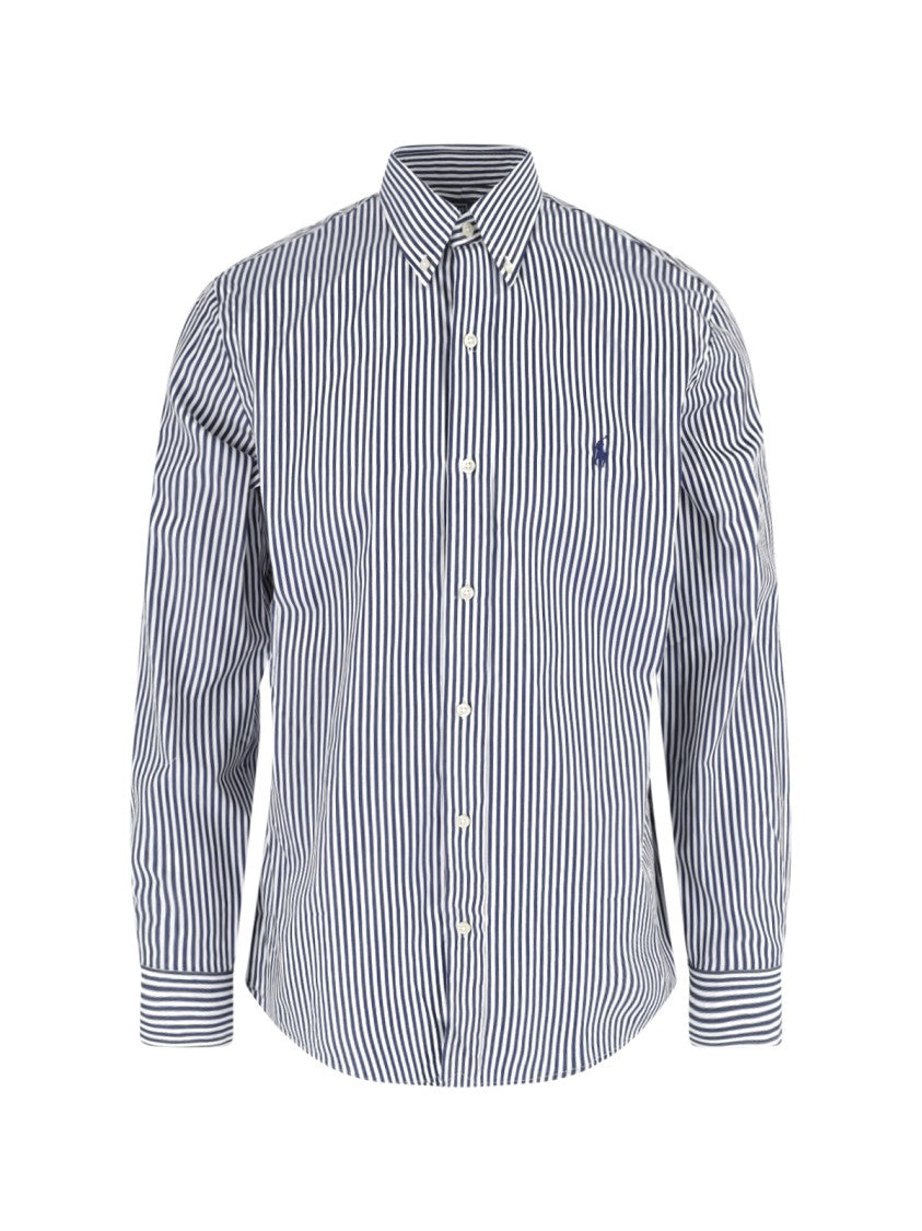 Polo Ralph Lauren Blue Vertical Stripe Cotton Button-Down Shirt