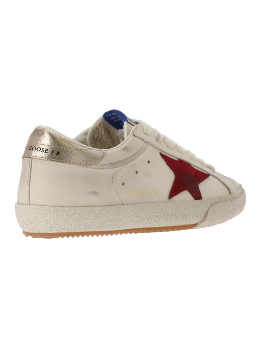 Golden Goose White Super-Star Worn Calf Leather Sneakers