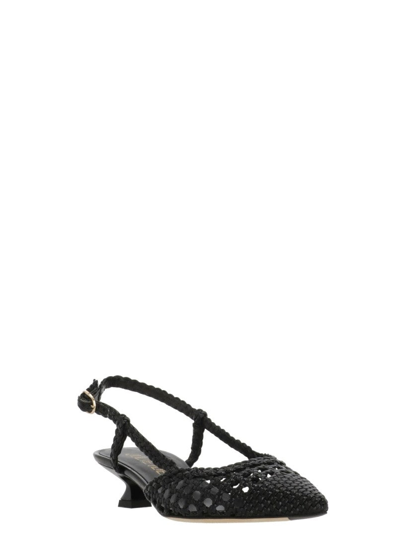 Juilie Dee Black Julie Dee Woven Leather Mules