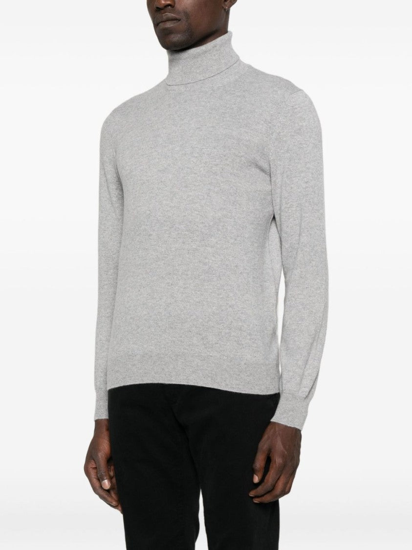 Gran Sasso Men's Turtleneck Sweater In Soft Grey Knit