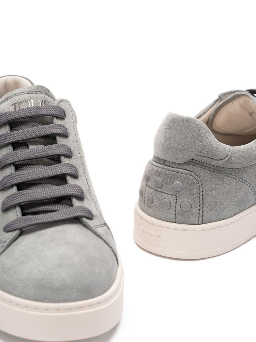 Tod's Grey Suede Low-Top Sneakers With Off-White Sole