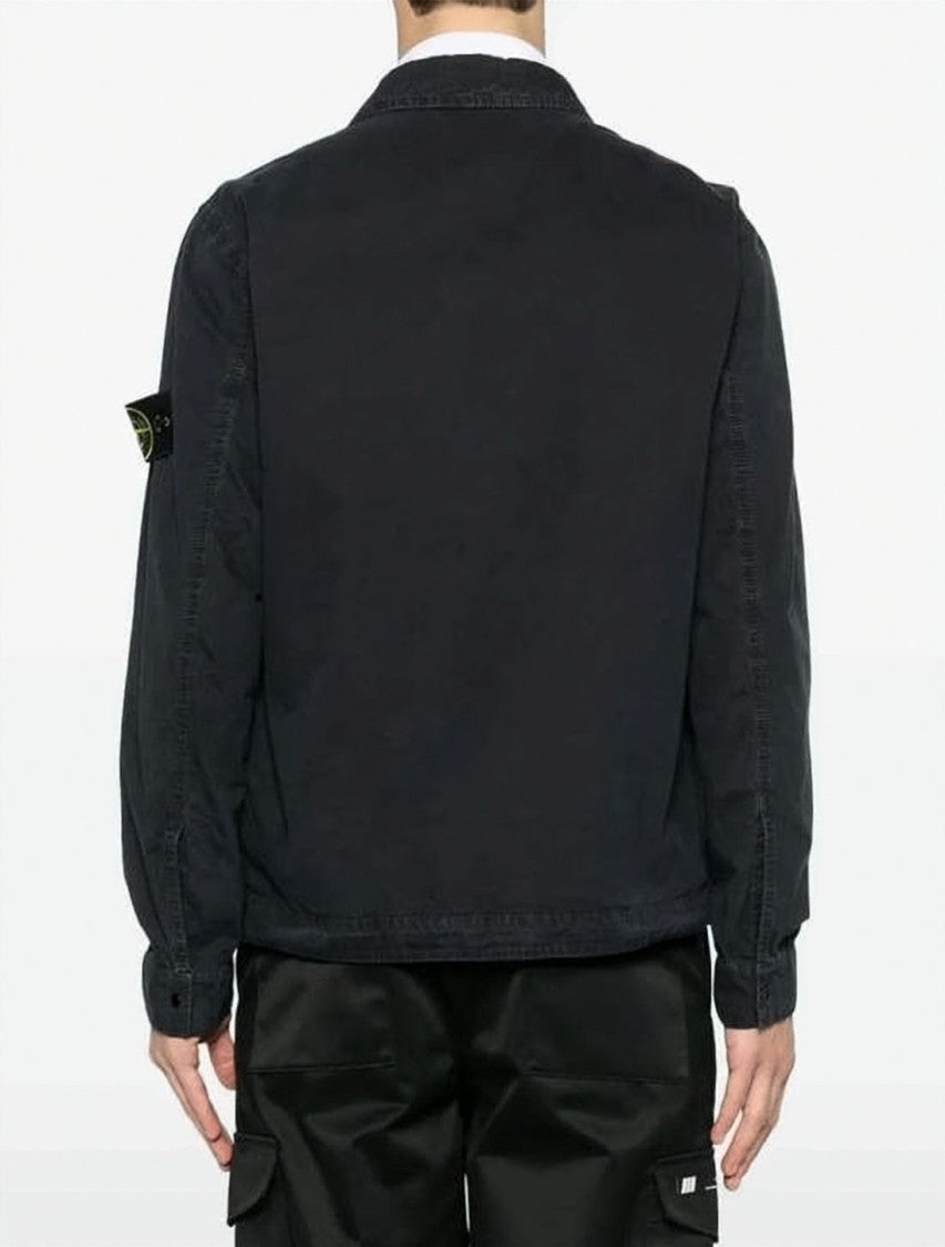 Stone Island Black Cotton Jacket With Flap Pocket