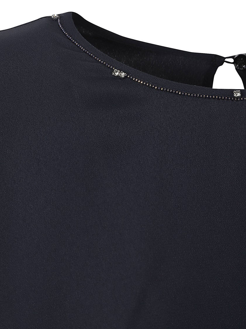 Fabiana Filippi Short-Sleeved Top With Embellished Round Neckline