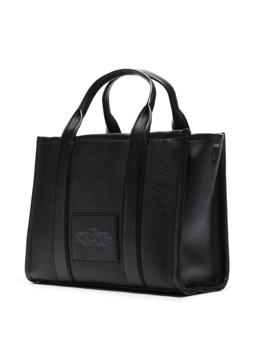 Marc Jacobs Black Gold-Tone Hardware Leather Tote Bag