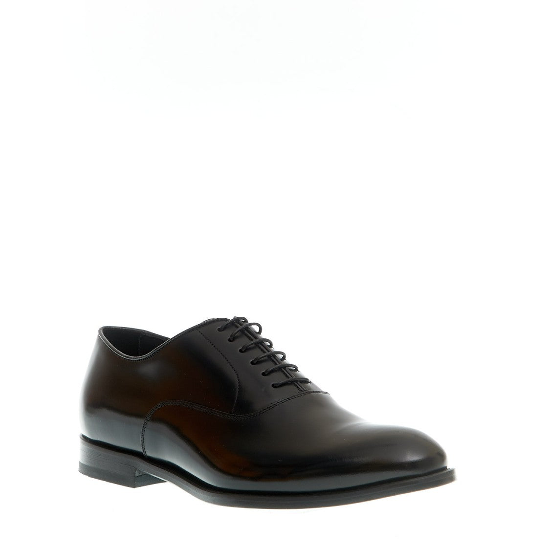 Doucal's Smooth Black Lace-Up Leather Bottom