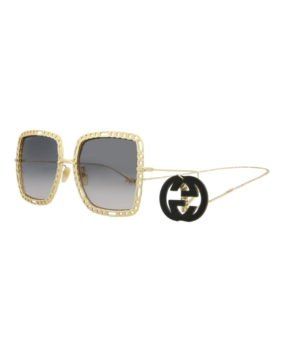 Gucci Square-Frame Metal Sunglasses